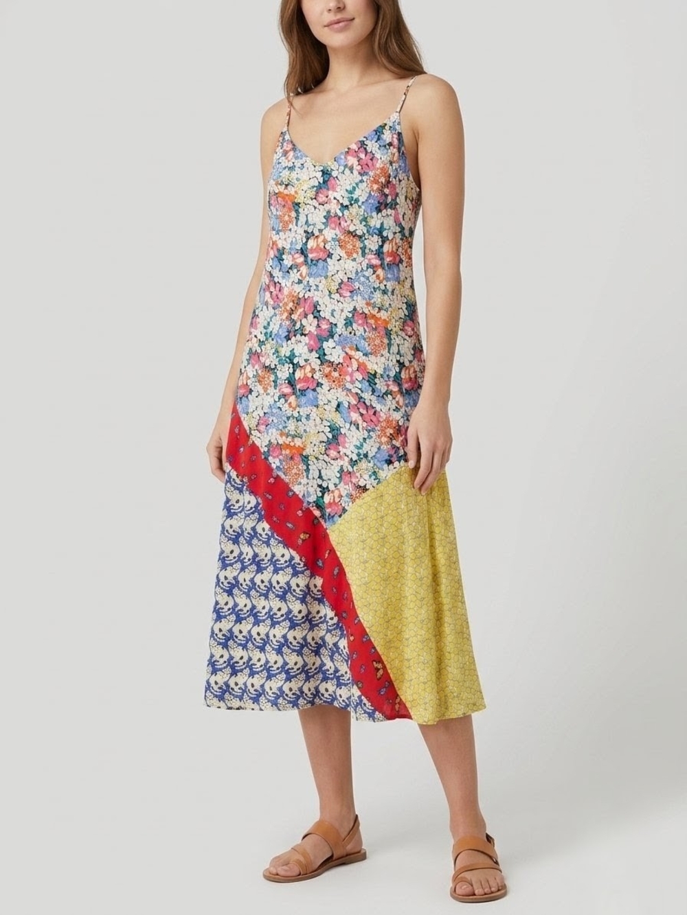 Anthropologie 52 of 52 Conversations Patchwork Floral Cami Midi Dress Sz M